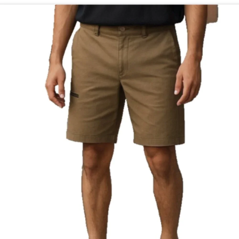 Burnside Men’s Khaki Shorts Sz 34 Lightweight Zip Pockets Casual 10” Inseam
